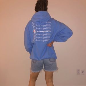 Baby Blue Champion Oversized Hoodie